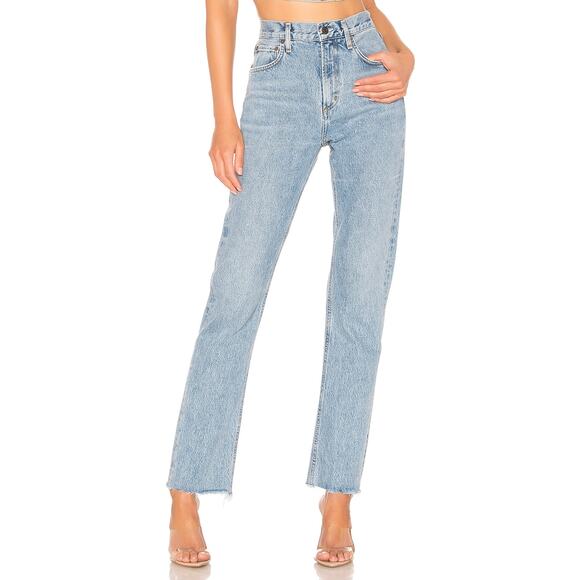 Agolde 'Cherie' Blue High Rise Straight Denim Jean Size 25 - Picture 1 of 5